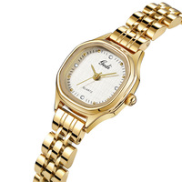 Reloj de Pulsera de Cuarzo para Mujer, Diseño Compacto y Elegante, Textura de Tela, Acero Inoxidable, Doble Cierre de Mariposa, Resistente al Agua