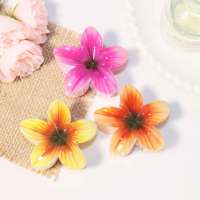Jepit Rambut Bunga Frangipani 6cm Motif Cottagecore, Cetak UV, Gaya Vintage Prancis, Plastik Mengkilap, Datar, Nyaman, Tahan Pecah, Kemasan Karton