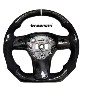 Volant à fond plat pour <span class=keywords><strong>Tesla</strong></span> <span class=keywords><strong>Model</strong></span> 3/Y, combinaison carbone et Alcantara - Product Image 1