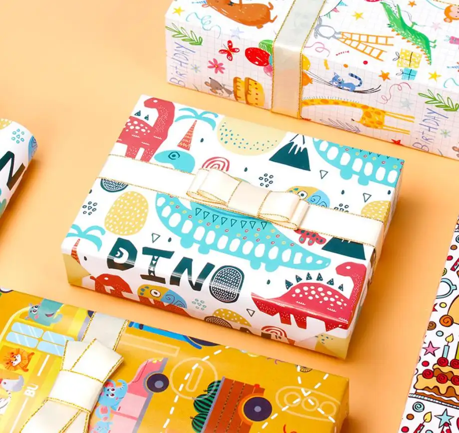 Carta da regalo all'ingrosso confezione regalo carta da regalo per bambini carta da regalo per bambini cartone animato dinosauro animale carta da regalo regalo di compleanno