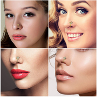 2025 Bijou non-perçant personnalisé en cuivre, style faux anneau de septum nasal, anneau de narine, clou d'oreille, pendentif, manchette à clipser