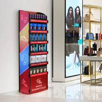 Rak Display Lantai Kardus Bergelombang OEM Kustom untuk Supermarket, Retail POS, POP Stand, Rak Toko Mewah Warna Hitam