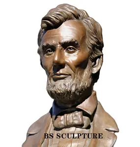 Home Decor Beroemde Figuur Bronzen Lincoln Buste Portretkop Beeld Sculptuur