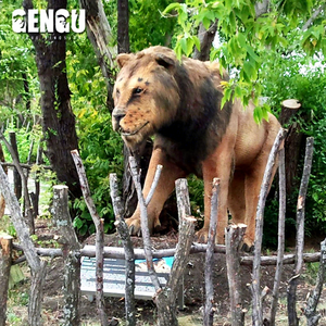 Estatua de jardín de animatron De León de tamaño real, estatua de acero para interiores/exteriores para aeropuerto, Parque educativo de trampolín, Parque Deportivo - Product Image 1