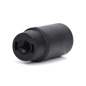 Portalampada autobloccante E14 in plastica nera, ideale per lampade e applique, offre una facile installazione e sicurezza. - Product Image 1