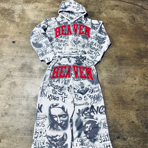 OEM Tùy Chỉnh 2-Mảnh Thiết Lập Tất Cả Dtg In Thời Trang Dạo Phố Thoáng Khí Sweatsuit Baggy Jogger Bộ Thêu Chenille Zip-up Áo Người Đàn Ông - Product Image 3