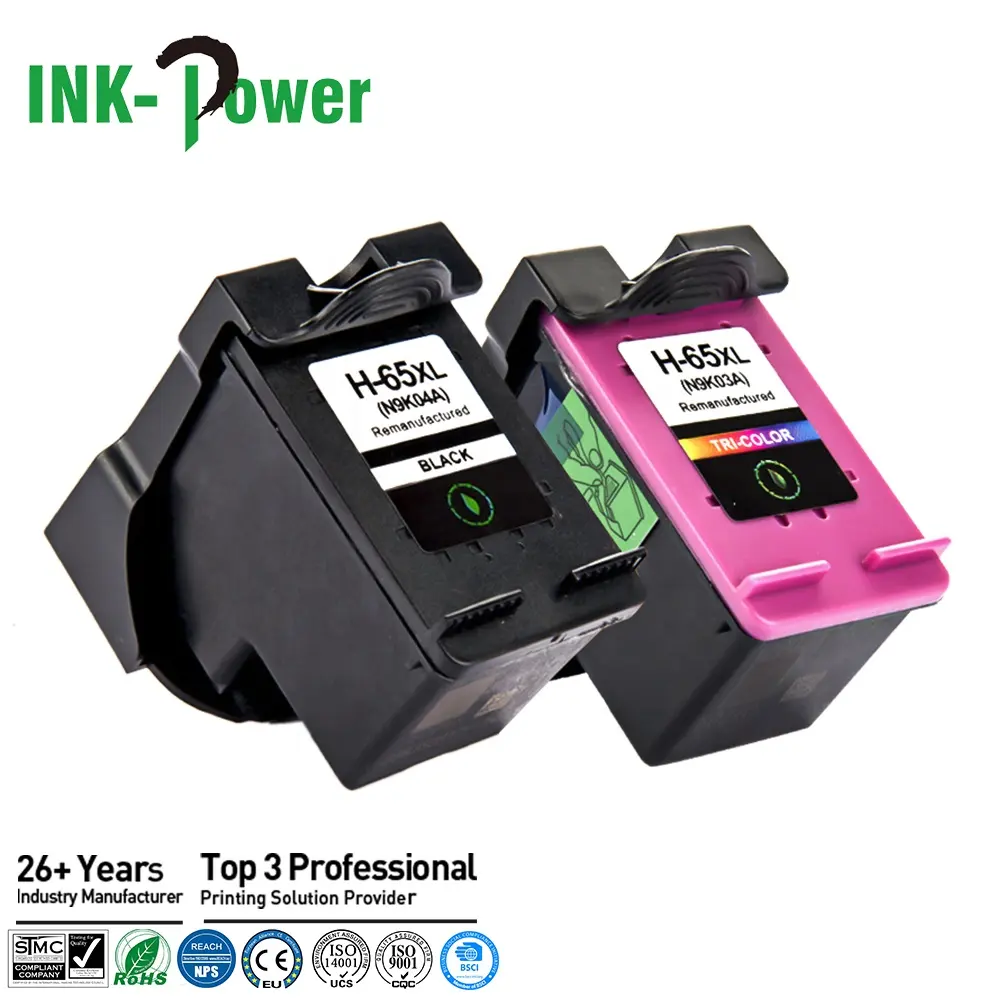 INK-POWER 65 XL 65XL cartuccia d'inchiostro a getto d'inchiostro a colori rigenerata Premium per stampante HP65 HP65XL HP DeskJet 3720 3752 2655 AIO