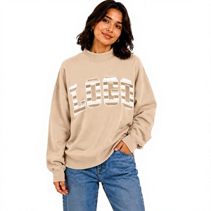 Service OEM, conception personnalisée, fabrication en usine, sweat-shirt à col montant, épaules tombantes, tricoté en molleton, vêtements décontractés - Product Image 1
