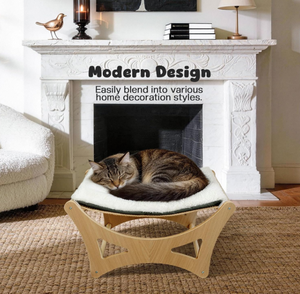 Grand hamac en bois massif pour chat et <span class=keywords><strong>chien</strong></span> avec marchepied amovible, lit pour chat d'intérieur et d'extérieur - Product Image 6