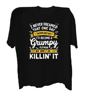 Camiseta de manga corta con cuello redondo y ajuste regular para mujer, 100% algodón, con estampado de punto informal, Grumpy Old Man Killin It - Product Image 4