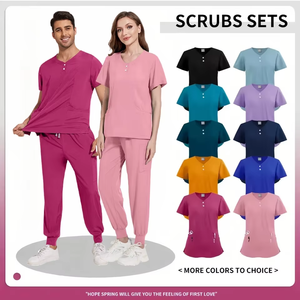 Verano mujeres/hombres cuello en V Jogger Hospital uniforme quirúrgico Scrub Set suave antiarrugas elástico Spandex venta al por mayor trajes de trabajo - Product Image 2