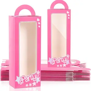 2024 Best Selling Hot Pink Doll Party Favor Boxes High End Pink Gift Box Bag With Handle