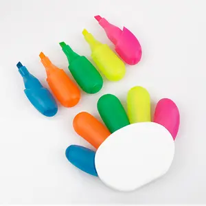 Hot Sale Custom Logo Plastic Multicolor 5 In 1 Flower Shape Highlighter Marker Pen With Custom Logo
