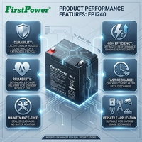 Batería VRLA FirstPower de 12V 4Ah de ciclo largo, a prueba de fugas, sin mantenimiento, para coches de juguete para niños, altavoces portátiles, iluminación y energía de respaldo.