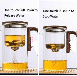 Factory Direct Sales High Quality Fashion Design 500ml Dormitory Office Wooden Handle Glass Teapot Large Capacity Glass - Product Image 2
