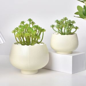 <span class=keywords><strong>Pot</strong></span> de fleurs en céramique, style crème, simple, décoration florale de bureau, <span class=keywords><strong>pot</strong></span> de plante, plante succulente, plantation poreuse, verdure - Product Image 3