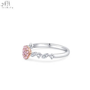 Anillo de Oro Blanco Sólido de 18K con Diamantes Rosados Naturales de Alta Calidad, Serie de Joyería de Diamantes Rosados de Lujo - Product Image 5