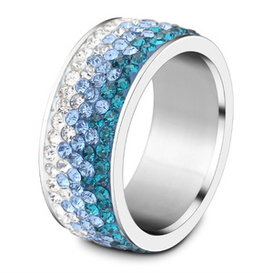 Stainless Steel <b>Titanium</b> <b>Ring</b> 8mm Pave Setting Gradient Color Unisex Fashion Jewelry Gift - Product Image 4
