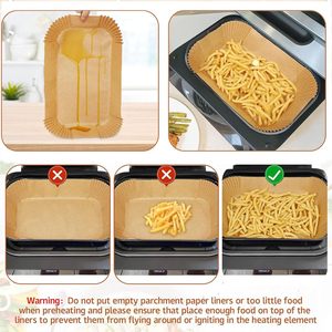 Fodere per <span class=keywords><strong>friggitrice</strong></span> <span class=keywords><strong>ad</strong></span> <span class=keywords><strong>aria</strong></span> usa e getta 11x6 pollici Foodi Smart <span class=keywords><strong>XL</strong></span> 6-in-1 griglia per interni 120 pezzi di carta rettangolare pergamena - Product Image 5