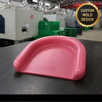 Bac en plastique rose en forme de U, à fond plat, rebord arrondi surélevé, côtés ouverts, polyvalent, pour usage médical, spa, utilitaire, moulé par injection, OEM