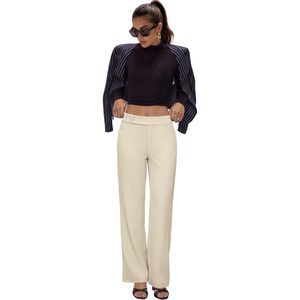 Pantalon de travail pour femme, coupe large, taille haute, extensible, anti-plis, style business décontracté - Product Image 6