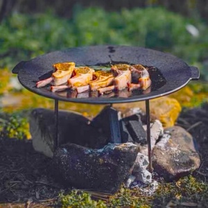 18 "Gietijzeren Kampvuur Bakplaat Ronde Ijzeren Pan, Draagbare Grill Met 3 Afneembare Poten Voor Buiten Bbq Koken, Grillen En Frituren - Product Image 4