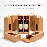Boîte en carton ondulé personnalisée, boîte de transport pour vin à main, boîte à vin portable pour deux bouteilles avec poignée pour une utilisation en extérieur