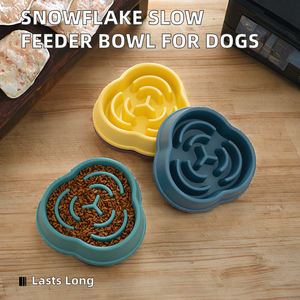 Comedero Lento para Perros, Antideslizante y Antigoteo, Diseño Sólido con Forma de Copo de Nieve, Tazón de Plástico Ecológico, Producto Popular para Mascotas - Product Image 3