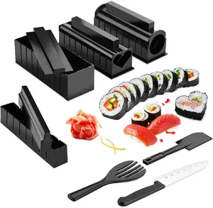 11 Buah Kit Pembuat Sushi Lengkap Kit Alat Pembuat Sushi Cetakan Gulung Nasi Rumah DIY Set Rol Pembuat Sushi