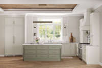 Banc en marbre personnalisé, armoire de cuisine shaker bleu foncé, rangement pour cuisine commerciale