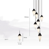 Escalier marbre cône lustre lampe décoration Hall Loft rotatif Duplex Villa escalier cône marbre pendentif lumières