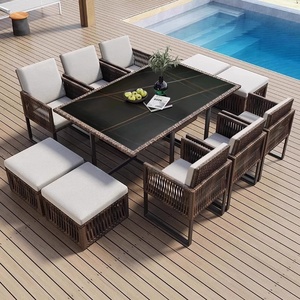 Modernes Outdoor-Ess-Set Wasserdichte Rattan-Möbel-Casual Style Sun screen Dam Tischs tuhl Kombination für Courtyard <span class=keywords><strong>Garden</strong></span> - Product Image 2