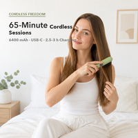 Peigne à cheveux bouclant sans fil Matcha Green, 3200mAh*2, rechargeable, portable, chauffe rapidement, peigne électrique pour la maison