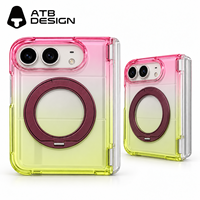 Étui ATB avec support magnétique pour iPhone Duo, transparent, rigide, anti-rayures, pliable, anti-détachement, charnière à rebond automatique