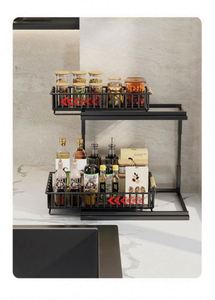 Solid Wood Kitchen Spice Rack Organizer Shelf Modern Storage Basket B2B Wholesale - Product Image 4