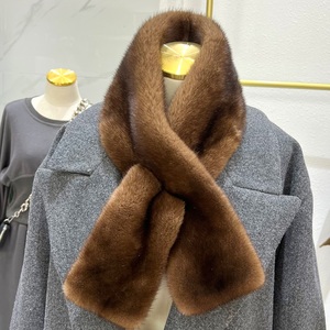 Sciarpa di pelliccia di <span class=keywords><strong>visone</strong></span> doppio lato genuino di lusso della danimarca sciarpa di scialle avvolgente nera stola genuina inverno Unisex caldo - Product Image 1