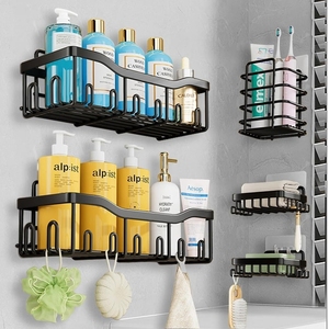 Rak Handuk Perekat Shower <span class=keywords><strong>Caddy</strong></span>[5-Pack] Kapasitas Besar, Organizer Kamar Mandi Baja Tahan Karat Anti Karat Rak Kamar Mandi Hitam - Product Image 1