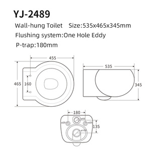 Vente en gros d'articles sanitaires forme d'oeuf rond P-trap Washdown flottant en céramique <span class=keywords><strong>Wc</strong></span> salle de bain toilette mural suspendu ensemble de toilette - Product Image 6