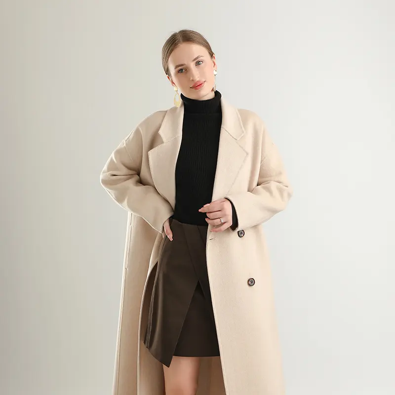 Manteau en cachemire double face personnalisé pour femmes mi-long haut de gamme 2024 nouvelle version coréenne manteau en laine pour l'hiver