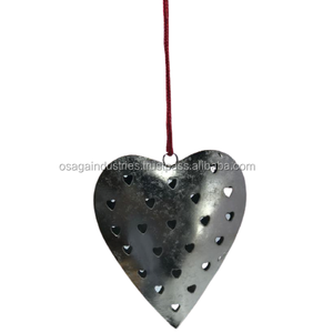 HIGH QUALITY DOTTED DESIGN LARGE HANGING HEART METAL CHRISTMAS HANGING ORNAMENT NEW DESIGN <b>TREE</b> DECORATION HOME DECOR - Product Image 4
