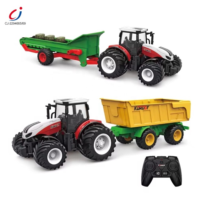 Chengji 2.4G 6 Channels Big Wheels Dump Trailer Model Truck Farmer Vehicles Toy Rc Remote Control Tractor Toys for Kids