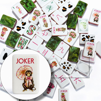 Set Permainan Meja Keluarga Ubin Mahjong Akrilik Motif Satwa Liar, Ubin Mahjong Amerika dengan Alas Mahjong Motif Satwa Liar yang Lembut
