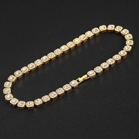 Collier rond en sucre de roche, chaîne cubaine double couche en alliage de luxe léger, accessoires de danse et de mode personnalisés