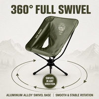 Chaise d'extérieur rotative à 360° en alliage d'aluminium, pliable et légère, avec sac de rangement pour le camping – Vente en gros usine