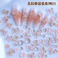 Kit de Décoration d'Ongles en Résine 3D en Gros - Breloques Bling Bling AB en Forme de Fleur, Papillon, Nœud et Cœur Effet Aurore pour Manucure DIY