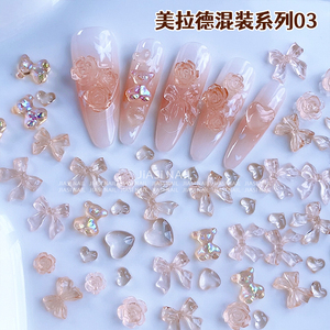 Kit de nail art en résine 3D de gros-breloques fleur, papillon, arc et coeur d'aurore avec strass AB, décor de manucure Kawaii DIY - Product Image 5