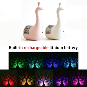 USB Charging Peacock Shape Projector Night <b>Light</b> Colorful Feather Projection Lamp - Product Image 1