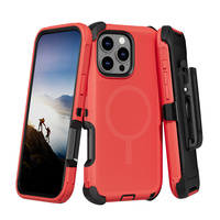 Étui Magnétique Defender avec Clip Ceinture pour iPhone 16 17 Pro Max, Housse de Protection Multi-Couches avec Charge Sans Fil, Coque de Téléphone Portable PC+TPU