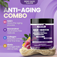 Complément Antioxydant NAD+Plus Collagène Resvératrol Contenant du Nicotinamide Ribose et de la Vitamine, Gummies de Biotine pour Soutenir la Production Naturelle de NAD