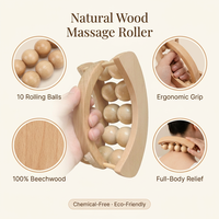Masseur à rouleaux multi-balles en bois naturel, outil de relaxation corporelle et de soins personnels, appareil de massage manuel à roulement